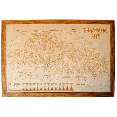 Panorama Tatr grawerowany obraz w drewnie